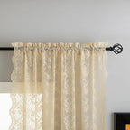 YJ YANJUN Vintage Lace Curtains-Victorian Floral Sheer 80 inch Long Curtains - Image 3