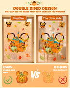 Fall Window Clings - 9 Sheets 149 Pcs Fall Decorations for Autumn Thanksgiving Harvest Home Party, Pumpkin Leaves Car Maple Castle Acorns Stickers for Glass, Double-Sided Static Window Decals