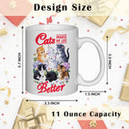JINYO Cat Coffee Mugs, Cat Coffee Mugs For Cat Lovers,Cat Mom Cup,Cat Mom Mug,Cat Mugs For Cat Lovers Women, Cat Gifts for Cat Lovers Women Girls, Cat Lover Coffee Mug, Cat Lover Gift, Cat Cups, 11oz