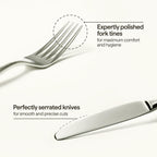 Luciella Tropea Polished Flatware Set for 8, 45-Piece Premium 18/10 Stainless Steel Silverware Set with Serving Utensils, Modern Mirror Finish, Rust Resistant, Dishwasher Safe