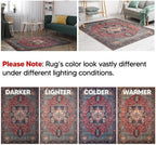 Keen Home Design 6x9 Rug - Machine Washable Area Rug with Non-Slip Backing, Ideal for Living Room, Dining Room, Bedroom - Vintage, Easy Clean, Durable, Low Pile Rug - (6' x 9')