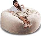 6FT,Oversized Bean Bag Chairs for Adults,Giant beanbag with Filler Included，Fluffy Memory Foam,Soft and Comfy Corduroy Fabric,Gaming Chairs Suitable for Living Room and Bedroom (Apricot, 6 Foot)
