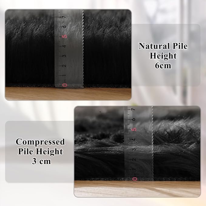 ORINOVA Black Washable Fluffy Area Rugs - Image 5