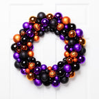 Jack-O-Lanterns Shatterproof Ball Ornament Halloween Wreath - 24" - Unlit