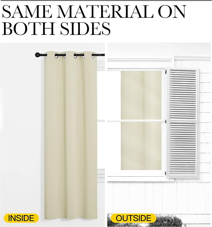 NICETOWN Beige Room Darkening Curtains 78" Long - Image 6