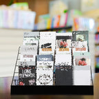 Queekay 6 Tier Wire Countertop Rack black Comic Book Holders Wide Wire Magazine Rack Tabletop Display Stand for Table Top Book Brochure Literature Comic Greeting Card Shelf Holder Stand