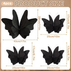 Party Butterfly Decorations, Black 3D Butterfly Birthday Decoration, 4 Pcs Crepe Paper Hanging Decor for Room, School, Black Theme, Flower Party for Garden, Dining Table Decor