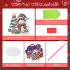 MEIYUDA Christmas Diamond Art Tabletop Kits, Christmas Tree and Snowman Diamond Art Painting Desktop Ornaments for Adult, DIY Special Shaped Crystal Desk Placement Ornament for Home Decor