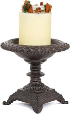 Sungmor Cast Iron Candle Holder - Rustic Style Decorative Pillar Candle Holders, Center Pieces Decoration for Table, Modern Farmhouse French Country Decor, 6.5" Candle Stand Fits Multi-Size Candles