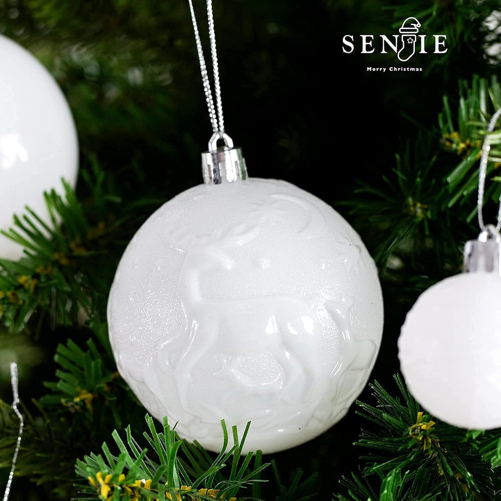 Christmas Ornaments for Xmas Trees,White Shatterproof Christmas Ball Ornaments