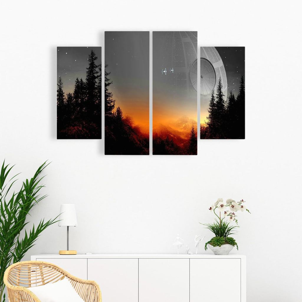 Death Star Inspired Canvas Print Wall Art | Futuristic Space Station Artwork | Smooth Surface Home Decor – Various Sizes