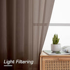 Sheer Curtains 72 Inches Long 2 Panels Set, Light Filtering Sheer Curtain Rod - Image 3