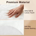 duduta White Faux Fur Sheepskin Round Rug 4x4 ft, Fluffy Shag Circle Rug | Shag - Image 3