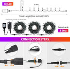 XTF2015 Halloween Lights, 105FT 300 LED Halloween String Lights with Spooky Music Motion Sensor Controller Twinkle Waterproof Purple Orange Light Plug in for Indoor Outdoor Tree Party Yard Room Decor