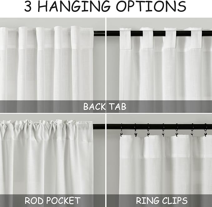 Off White Linen Curtains 63 inches Long - Image 3