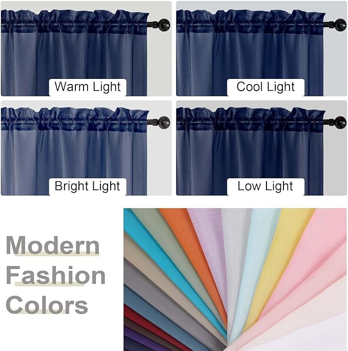 Cafe Curtains 36 Inch Length Tier 2 Pieces, Modern Soft Airy Sheer Kitchen - Image 5