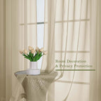 Taupe Sheer Curtains 90 Inches Long 2 Panels Set, Living Room Curtains - Image 4