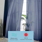 Blue Sheer Curtains, Sheer Curtains 84 inch Length 2 Panels Set, Rod Pocket - Image 5