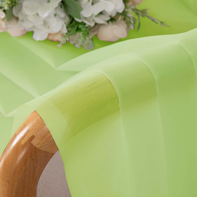 Short Lime Sheer Curtains 36 Inch Length 2 Panels Set, Kitchen Tiers Curtains - Image 6