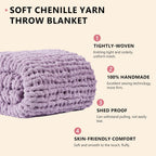 L'AGRATY Chunky Knit Blanket Throw - Soft Chenille Yarn Throw Blanket 50x60: Handmade Thick Cable Knit Crochet Blanket - Large Knit Blanket Chunky Rope Knot Throw Blanket for Couch Sofa Bed Home Decor