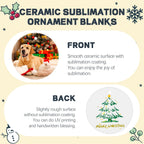 Joyclub 12 PCS 3'' Sublimation Ornament Blanks Ceramic Sublimation Christmas Ornaments Bulk Round White Ornaments for Personalized Xmas Tree Ornament Home Decor Heat Transfer DIY Crafts