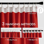 MIULEE Christmas Red Back Tab Blackout Curtains 52x90 Inch Long 2 Panels | Rod - Image 3
