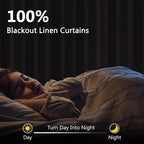 100% Blackout Linen Curtains for Bedroom 84 inches Long, Thermal Insulated Room - Image 2