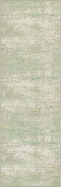 2x5 Washable Runner Rug：Modern Abstract Soft Carpet Green Cream | by FXRHLP