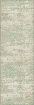 2.6x8 Washable Runner Rug：Modern Abstract Soft Carpet Green Cream | by FXRHLP