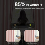 Pinch Pleated Pink Blackout Curtains 63 Inches Long, Sound & Light Reducing - Image 3