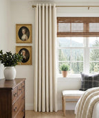 100% Blackout Linen Textured Curtains 84 Inch Long, Butter Cream | 100% - Image 2