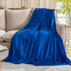 Royal blue Fleece Plush Throw Blanket 90"x90"for Couch Fuzzy Cozy Flannel | - Image 2