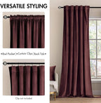MIULEE Velvet Curtains 52x90 inches 2 Panels Ruby Wine Blackout Curtains | - Image 2