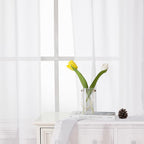 Sheer White Curtains 45 Inch Length 2 Panels, Airy Voile Short Curtains - Image 9