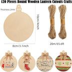 120 Pcs Wooden Christmas Ornaments Unfinished Wooden Circles with Holes Blank Round Wood Discs Slices Wooden Christmas Hanging Ornaments with Twine for DIY Crafts Present Tags Xmas Party Decor,3.1x4