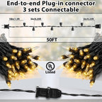 Clear Christmas Lights 50FT 200 Count Incandescent Bulbs Warm White Mini Lights with Black Wire for Christmas Tree, Garland, Wedding, Party, Home, Indoor & Outdoor Festival Decoration