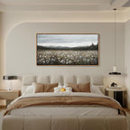 HGUAOA Vintage Framed Floral Landscape Wall Art for Living Room - Large Nature Artwork Above Bed Wall Decor - Farmhouse Mountain Pictures for Bedroom Wall Decor 20×40IN