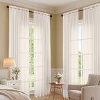 Sheer Cream Curtains 108 Inches Long 2 Panels Set, 59 Inch Extra Wide - Image 6