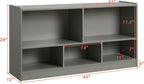 Toy Organizers and Storage, 5-Section Kids Bookshelf for Organizing Books Toys, School Classroom Wooden Storage Cabinet for Children's Room, Playroom, Nursery (Grey)