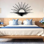 Sunrise Metal Wall Art, Metal Sun Wall Decor, Metal Sun Outdoor Decor, Large Metal Sun Wall Art, Sun Wall Art, Boho Sun Wall Art, Sunshine Metal Sign, Living Room Bedroom Wall Hangings (Black, 53"x 31"| 135x80cm)