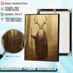 Skeleton Halloween Decor Occult Druid of the Forest Poster Canvas Wall Art Vintage Spooky Print Gothic Room Decor Dark Academia Decorations Bedroom Creepy Skull Picture 24X36inch Aluminum Framed