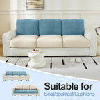 Large Backrest Cushion Covers Super Stretch Backrest Covers for 3 Cushion Couch Sofa, Couch Back Cushion Covers Featuring with Chenille Yarn (Softer Version, 3PC, Blue)