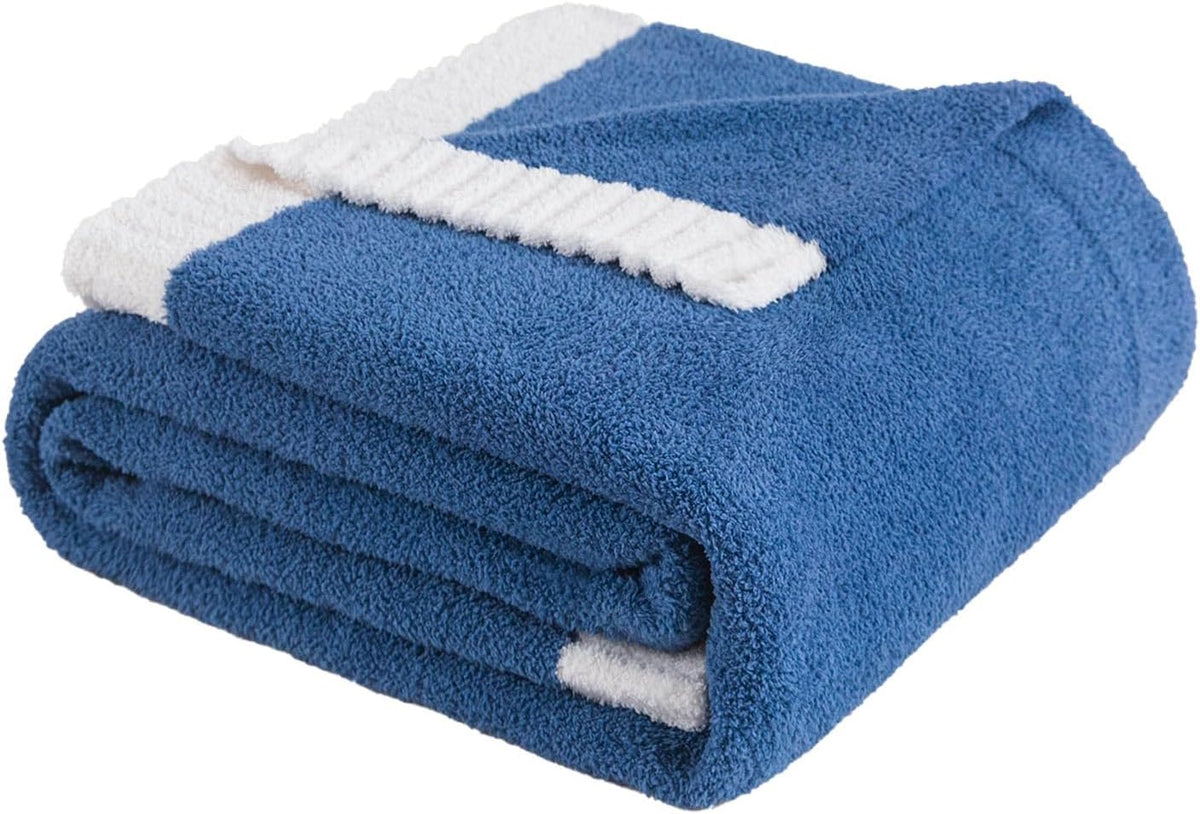 Soft Fuzzy Throw Blanket - Blue Cozy Warm Knit Fluffy Plush, Lightweight & Breathable, Throw for Bed, Chair, Sofa, Couch, Outdoor, 50"X60", Oeko-TEX Certified