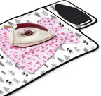 Encasa Homes Ironing Mat/Pad (Small 28"x20") with 3mm Padding & Silicone Iron Rest for Steam Pressing on Tabletop or Bed - Heat Resistant, Portable, Quilting & Travel Blanket - Black Arrow