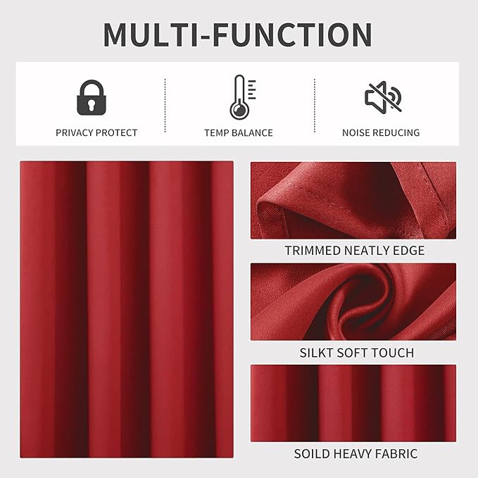 Joydeco Blackout Curtains 63 inch Length 2 Panels Set, Thermal Insulated Long - Image 3