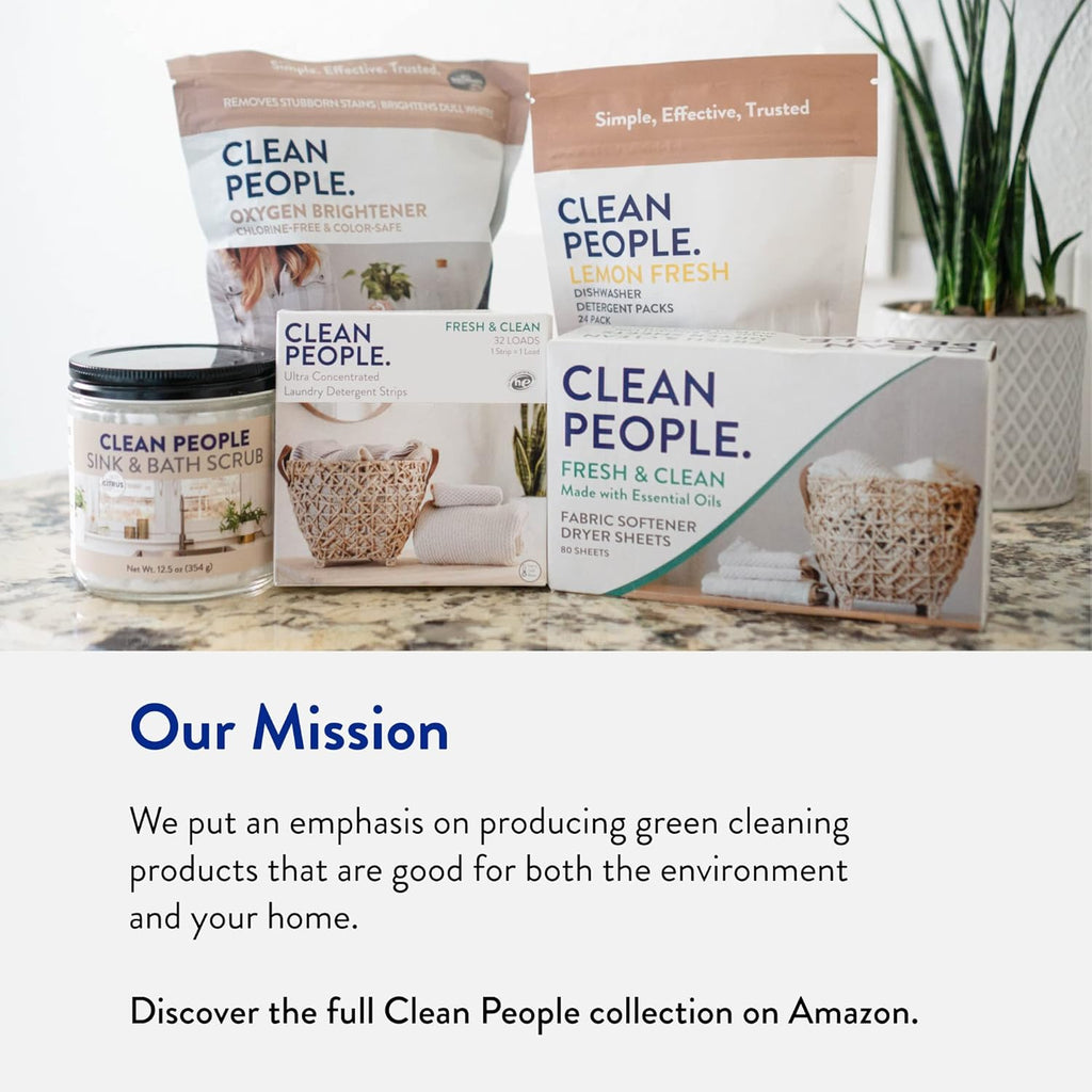 The Clean People Laundry Detergent Sheets - Laundry Soap - Ultra Concentrated, Recyclable Packaging, Stain Fighting - Peppermint, 96 Pack