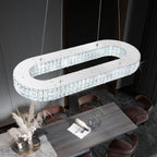 Modern Crystal Chandelier, Dia 40" Rectangular Chandelier for Dining Room,Chrome Rectangle Crystal Ceiling Light Luxury Oval Chandeliers for Living Room Kitchen Island