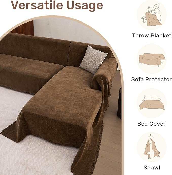 2 Pieces Sectional Couch Covers L Shaped Cover XXL Coffee | Thick Washable - Image 6