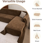 2 Pieces Sectional Couch Covers L Shaped Cover XL Coffee | Thick Washable Fabric - Image 6