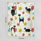 ICMOLYYENLO Abstract Cat Tapestry, Medieval Abstract Atomic Star Cat Vintage Home Wall Hanging Art Tapestry for Bedroom Living Room Dormitory 30x40 Inch
